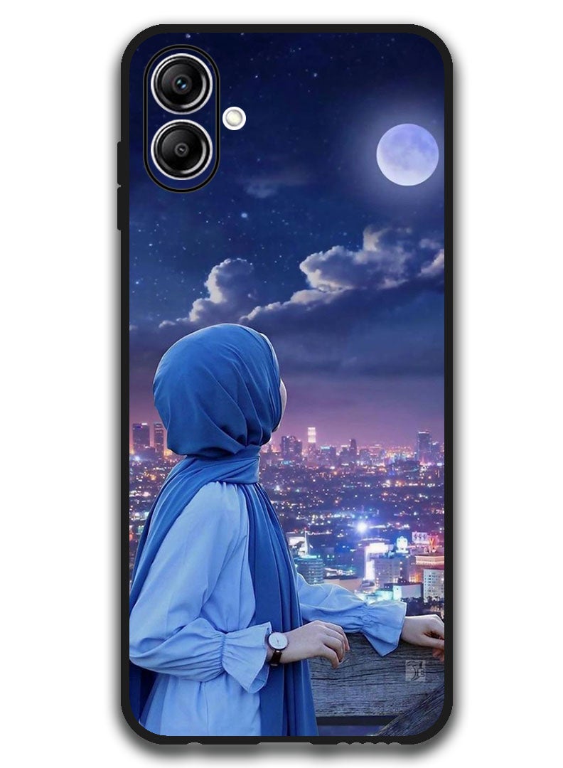 Theodor Case Compatible with Samsung Galaxy A07 6.7 Inch Protection Shockproof Bumper Cover Hijab Girl Looking at Moon - Image 1